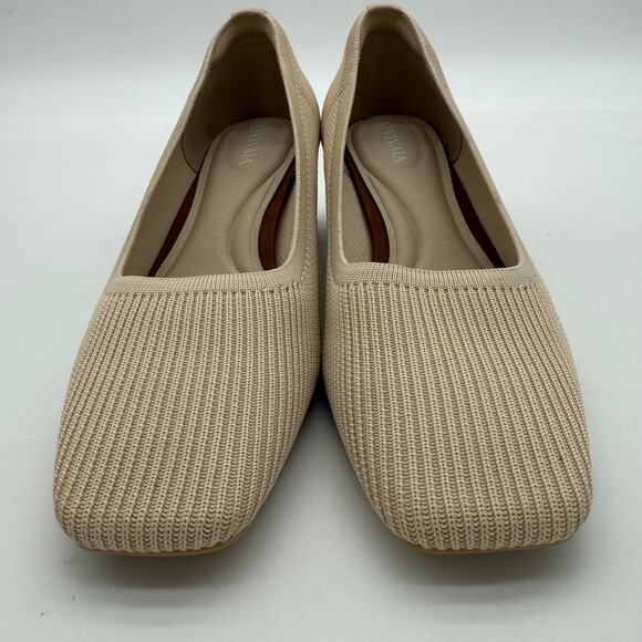 Vivaia Melody Chunky Heels Square Toe Old Money Knit Office Comfort Almond 9 - Picture 4 of 8